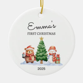 Gepersonaliseerde baby's eerste kerstcadeau, Beer  Keramisch Ornament