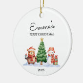 Gepersonaliseerde baby's eerste kerstcadeau, Beer  Keramisch Ornament (Links)