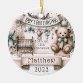 Gepersonaliseerde Baby's Eerste Kerstcadeau Orname Keramisch Ornament (Voorkant)