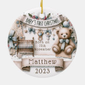 Gepersonaliseerde Baby's Eerste Kerstcadeau Orname Keramisch Ornament (Achterkant)