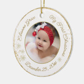 Gepersonaliseerde baby's eerste kerstfoto Glitter Keramisch Ornament (Links)