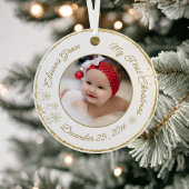 Gepersonaliseerde baby's eerste kerstfoto Glitter Keramisch Ornament