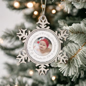Gepersonaliseerde baby's eerste kerstfoto Glitter Tin Sneeuwvlok Ornament