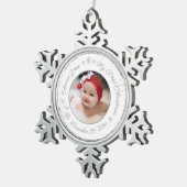 Gepersonaliseerde baby's eerste kerstfoto Glitter Tin Sneeuwvlok Ornament (Rechts)
