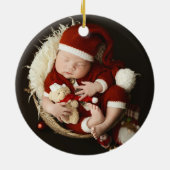 Gepersonaliseerde Baby's eerste kerstkonijn Keramisch Ornament (Achterkant)