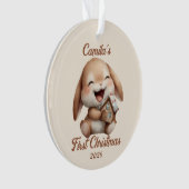 Gepersonaliseerde Baby's eerste kerstkonijn Ornament (voorkant)