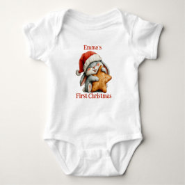 Gepersonaliseerde Baby's eerste kerstkonijn Romper