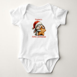 Gepersonaliseerde Baby's eerste kerstkonijn Romper