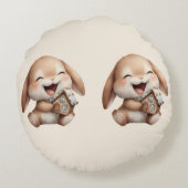 Gepersonaliseerde Baby's eerste kerstkonijn Rond Kussen (Achterkant)