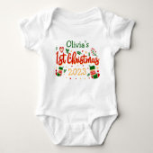 Gepersonaliseerde baby's Eerste Kerstmis, Babie 1s Romper (Voorkant)