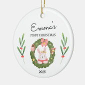 Gepersonaliseerde Baby's Eerste Kerstmis, Bunny Gi Keramisch Ornament (Links)