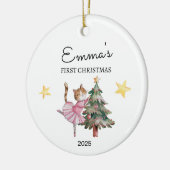 Gepersonaliseerde Baby's Eerste Kerstmis, Cat Ball Keramisch Ornament (Links)