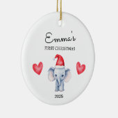 Gepersonaliseerde Baby's Eerste Kerstmis, Elephant Keramisch Ornament (Rechts)