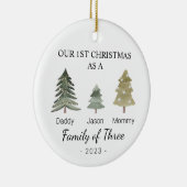 Gepersonaliseerde Babys Eerste Kerstmis Familie va Keramisch Ornament (Rechts)