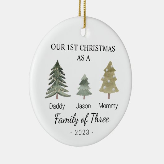 Gepersonaliseerde Babys Eerste Kerstmis Familie va Keramisch Ornament (Rechts)