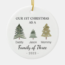 Gepersonaliseerde Babys Eerste Kerstmis Familie va Keramisch Ornament