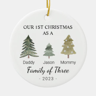 Gepersonaliseerde Babys Eerste Kerstmis Familie va Keramisch Ornament