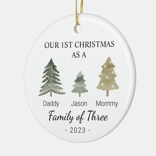 Gepersonaliseerde Babys Eerste Kerstmis Familie va Keramisch Ornament (Links)