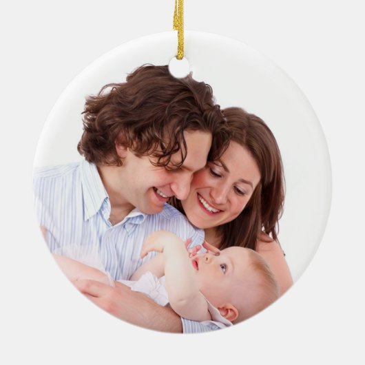 Gepersonaliseerde Babys Eerste Kerstmis Familie va Keramisch Ornament (Achterkant)