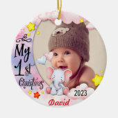 Gepersonaliseerde Baby's Eerste Kerstmis Foto Orna Keramisch Ornament (Voorkant)