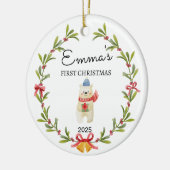 Gepersonaliseerde Baby's Eerste Kerstmis, Icebear Keramisch Ornament (Links)