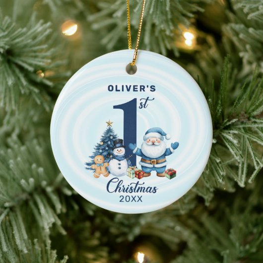 Gepersonaliseerde Baby's Eerste Kerstmis Keramisch Ornament (Boom)