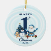 Gepersonaliseerde Baby's Eerste Kerstmis Keramisch Ornament (Voorkant)