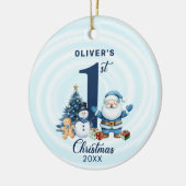 Gepersonaliseerde Baby's Eerste Kerstmis Keramisch Ornament (Links)