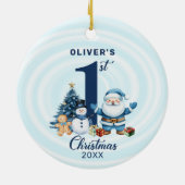 Gepersonaliseerde Baby's Eerste Kerstmis Keramisch Ornament (Achterkant)