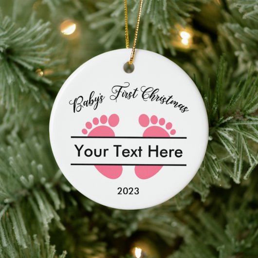 Gepersonaliseerde Baby's Eerste Kerstmis Keramisch Ornament (Boom)