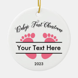 Gepersonaliseerde Baby's Eerste Kerstmis Keramisch Ornament
