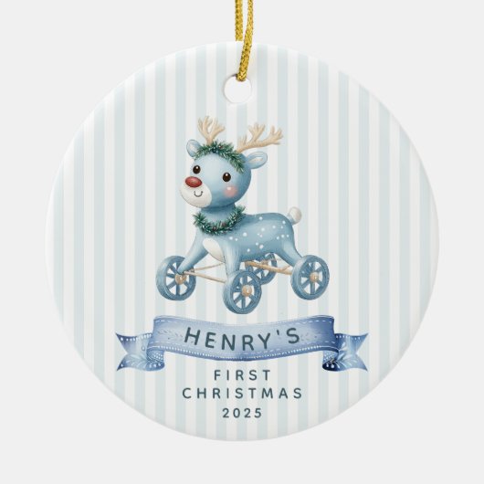 Gepersonaliseerde Baby's Eerste Kerstmis Keramisch Ornament (Voorkant)