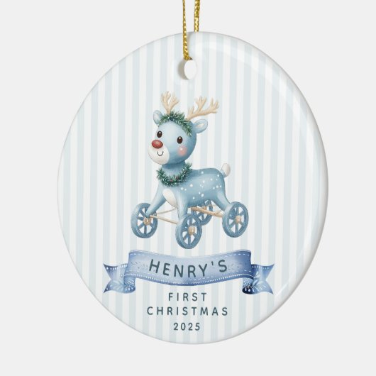 Gepersonaliseerde Baby's Eerste Kerstmis Keramisch Ornament (Links)