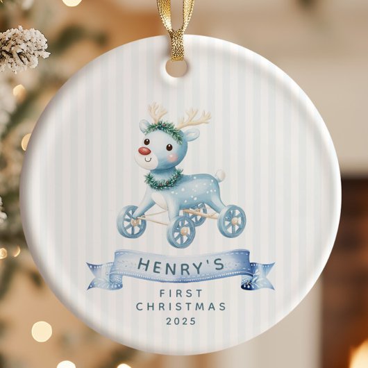 Gepersonaliseerde Baby's Eerste Kerstmis Keramisch Ornament
