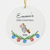 Gepersonaliseerde Baby's Eerste Kerstmis, Koala Gi Keramisch Ornament (Voorkant)