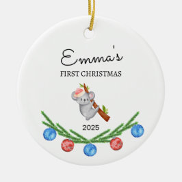 Gepersonaliseerde Baby's Eerste Kerstmis, Koala Gi Keramisch Ornament