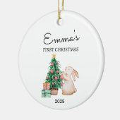 Gepersonaliseerde Baby's Eerste Kerstmis, Konijn G Keramisch Ornament (Links)