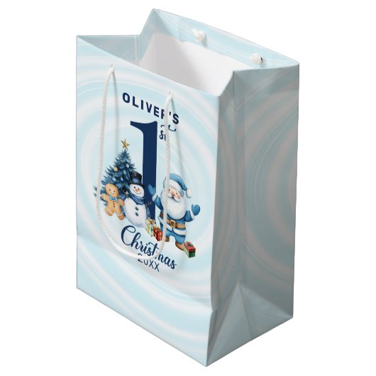 Gepersonaliseerde Baby's Eerste Kerstmis Medium Cadeauzakje (Voorkant Gekanteld)