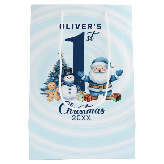 Gepersonaliseerde Baby's Eerste Kerstmis Medium Cadeauzakje (Achterkant)