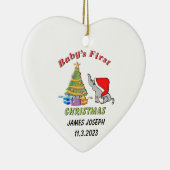 Gepersonaliseerde Baby's Eerste Kerstmis met Olifa Keramisch Ornament (Rechts)