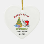 Gepersonaliseerde Baby's Eerste Kerstmis met Olifa Keramisch Ornament (Voorkant)