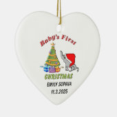 Gepersonaliseerde Baby's Eerste Kerstmis met Olifa Keramisch Ornament (Rechts)