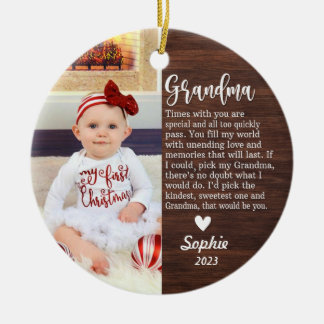 Gepersonaliseerde Baby's Eerste Kerstmis/Oma Keramisch Ornament