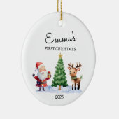 Gepersonaliseerde Baby's Eerste Kerstmis, Santa Gi Keramisch Ornament (Rechts)