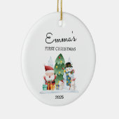 Gepersonaliseerde Baby's Eerste Kerstmis, Santa Gi Keramisch Ornament (Rechts)