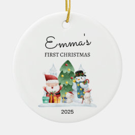 Gepersonaliseerde Baby's Eerste Kerstmis, Santa Gi Keramisch Ornament