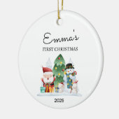 Gepersonaliseerde Baby's Eerste Kerstmis, Santa Gi Keramisch Ornament (Links)