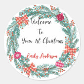 Gepersonaliseerde Baby's Eerste Kerstmis Stickers (Voorkant)