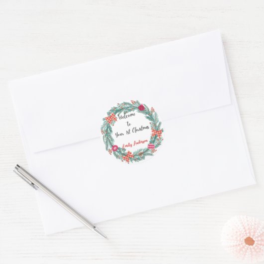 Gepersonaliseerde Baby's Eerste Kerstmis Stickers (Envelop)