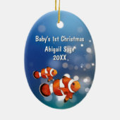 Gepersonaliseerde baby's eerste kerstmis vis keramisch ornament (Achterkant)